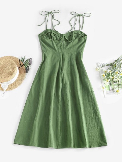 High Slit Tie Shoulder Midi Sundress