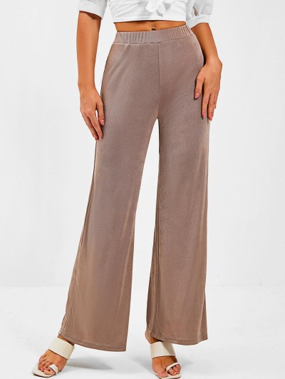 High Waisted Jersey Wide Leg Pants