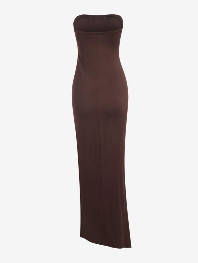 Hollow Out High Slit Tube Maxi Dress