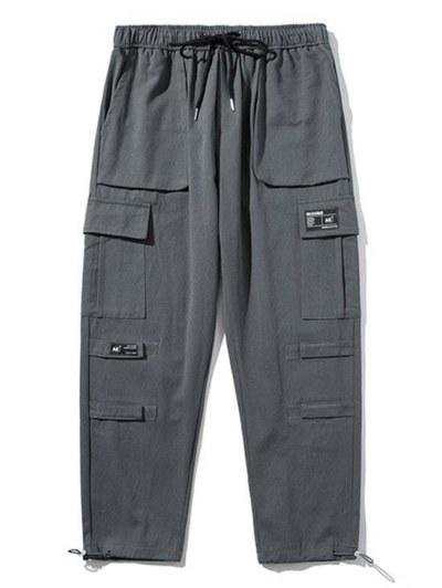 Hook And Loop Detail Applique Cargo Techwear Pants