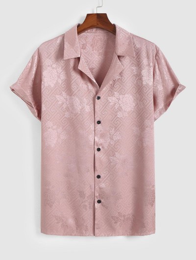 Jacquard Silky Lapel Shirt With Two Tone Corduroy Shorts Two Piece Set