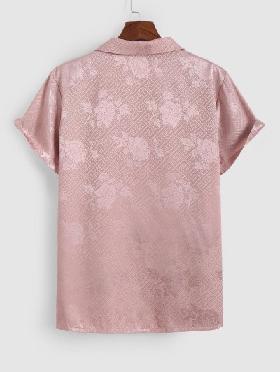 Jacquard Silky Lapel Shirt With Two Tone Corduroy Shorts Two Piece Set