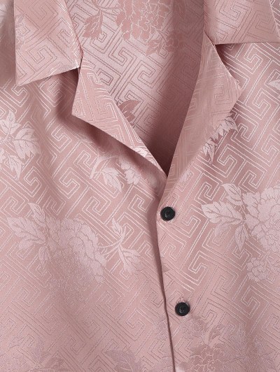 Jacquard Silky Lapel Shirt With Two Tone Corduroy Shorts Two Piece Set