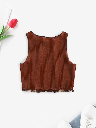Knitted Colorblock Topstitching Tank Top