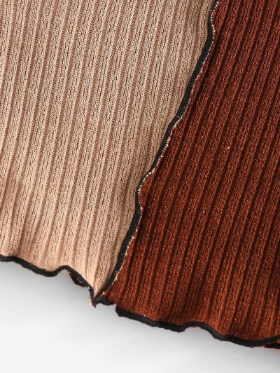 Knitted Colorblock Topstitching Tank Top