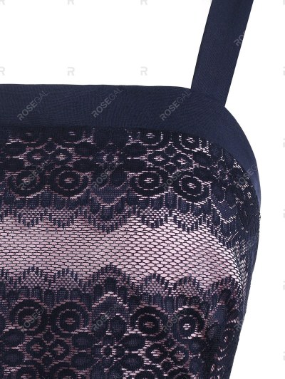 Lace Overlay Square Neck Sleeveless Dress