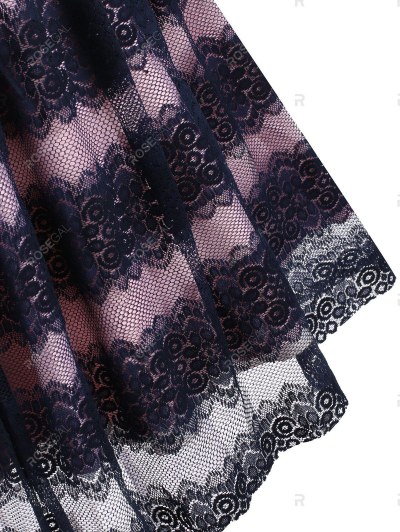 Lace Overlay Square Neck Sleeveless Dress