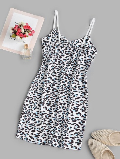 Lace Trim Leopard Cami Bodycon Dress