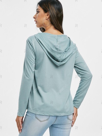 Lace Up Solid Color Hoodie