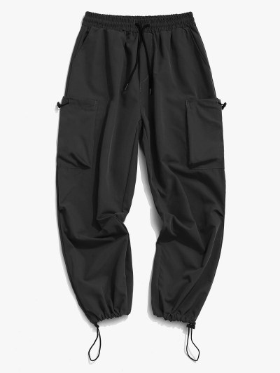 Letter Print Toggle Loose Techwear Pants