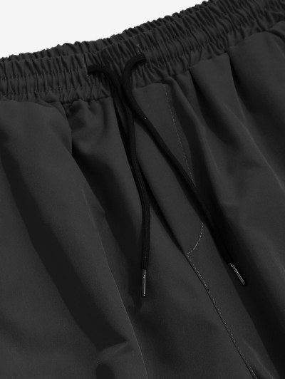 Letter Print Toggle Loose Techwear Pants