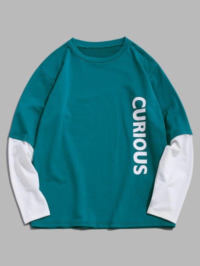 Letters Print Doctor Sleeve Sweatshirt