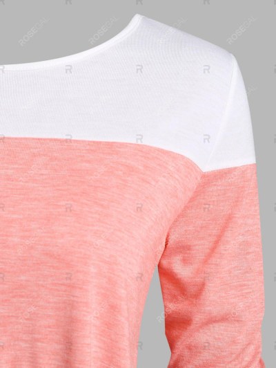 Long Sleeve Twist Front Contrast T-shirt