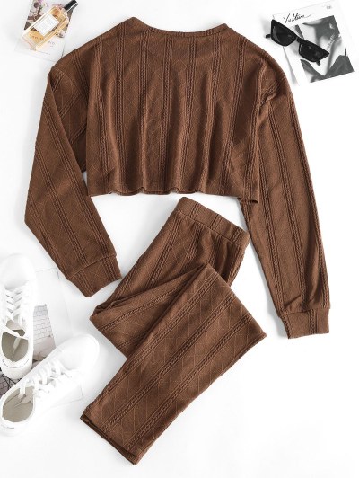Lounge Cable Knit Drop Shoulder Skinny Pants Set