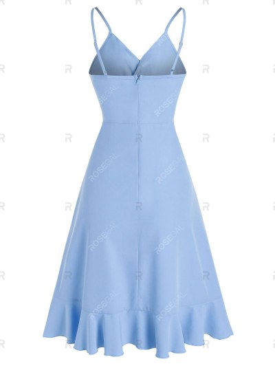 Low Cut Ruffle High Low Dress