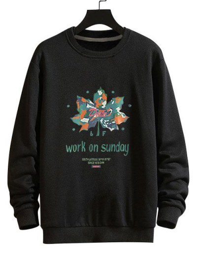 Maple Leaf Graphic Drop Shoulder Casual Sweatshirt