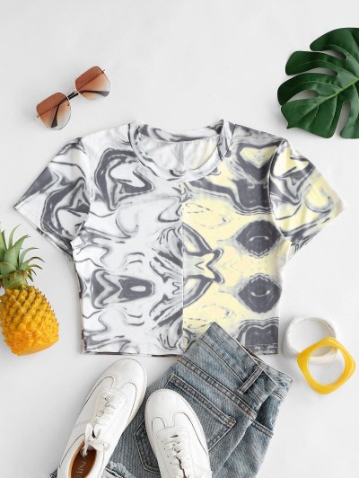 Marble Tie Dye Crop Baby Tee