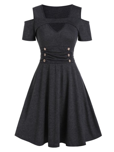 Open Shoulder Keyhole Ruched Mini Short Sleeve Dress