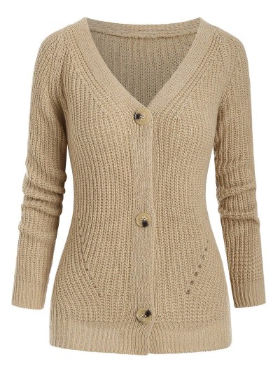 Openwork Detail Raglan Sleeve Cardigan