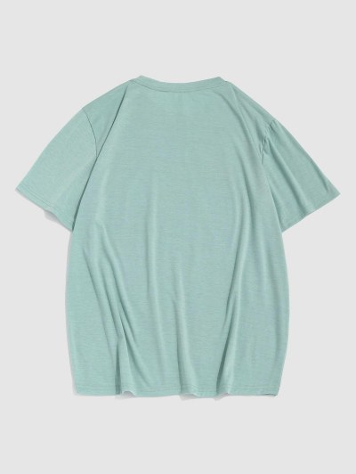 People Table And Pizza Print Round Neck T-shirt