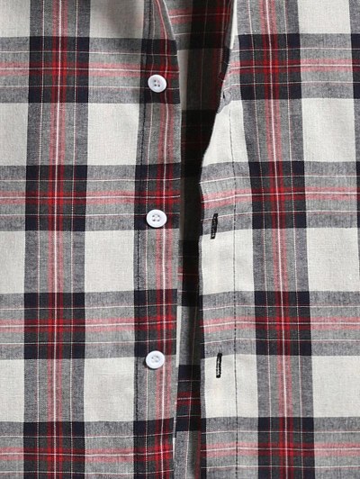Plaid Colorblock Hood Short Sleeve Shirt