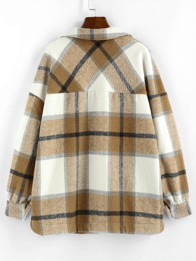 Plaid Drop Shoulder Long Shacket