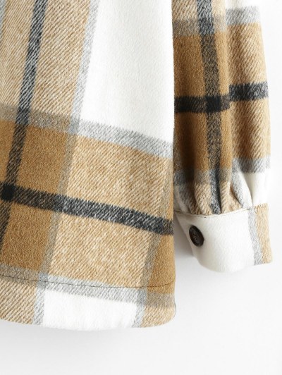 Plaid Drop Shoulder Long Shacket