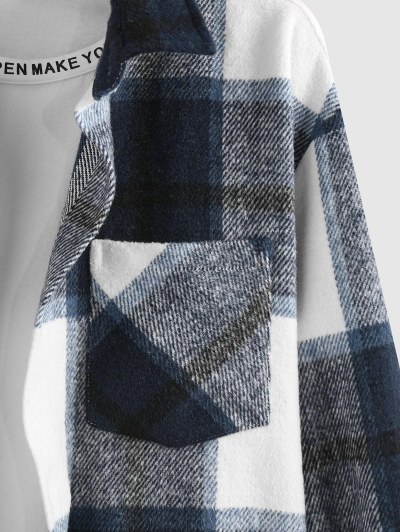 Plaid Half Print Wool Blend Pocket Shacket