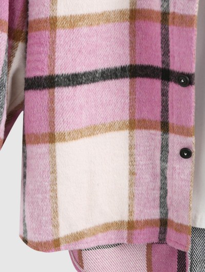 Plaid Half Print Wool Blend Pocket Shacket