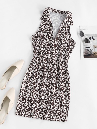 Polka Dot Flower Bodycon Tank Dress