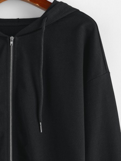 Raw Hem Zip Up Cropped Hoodie