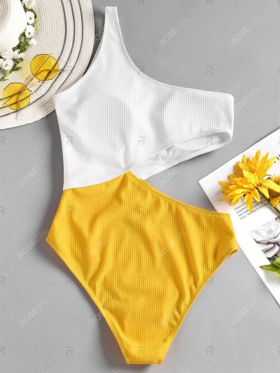 Ribbed Cut Out One Piece Swimsuit