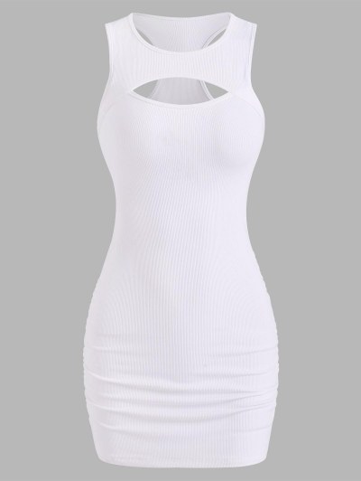 Ribbed Cutout Racerback Mini Tank Dress