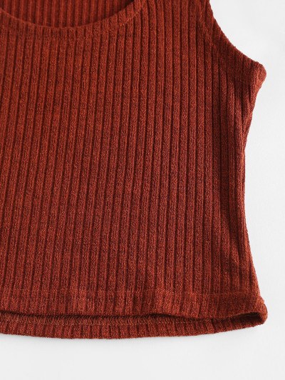 Ribbed Cutout Two Tone Tank Top