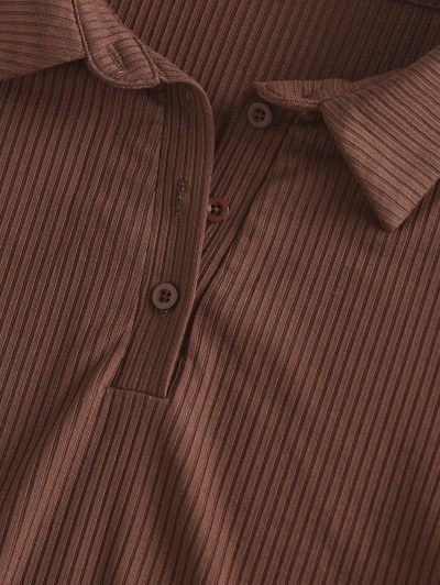 Ribbed Half Placket Crop Tee