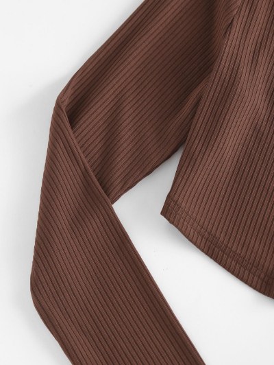 Ribbed Half Placket Crop Tee