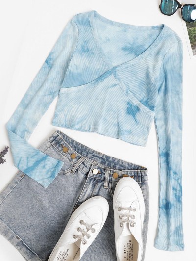 Ribbed Stitching Tie Dye Baby Tee