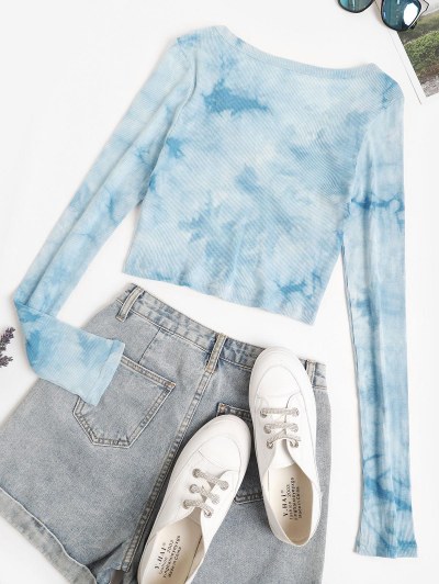 Ribbed Stitching Tie Dye Baby Tee