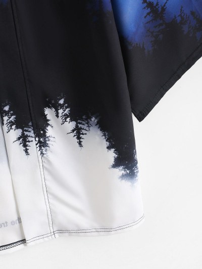 Rising Moon Through Tree Forest Print Open Front Kimono Cardigan