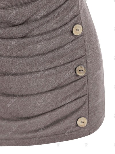 Ruched Button Down Asymmetric T Shirt