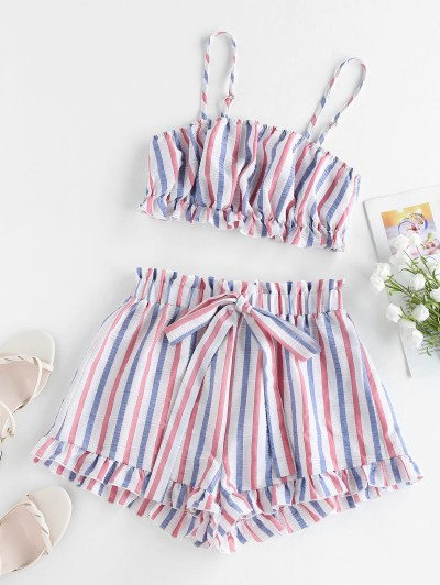 Ruffle Striped Co Ord Set