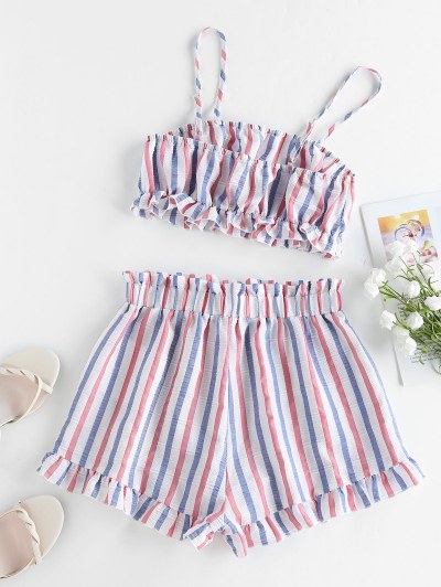 Ruffle Striped Co Ord Set