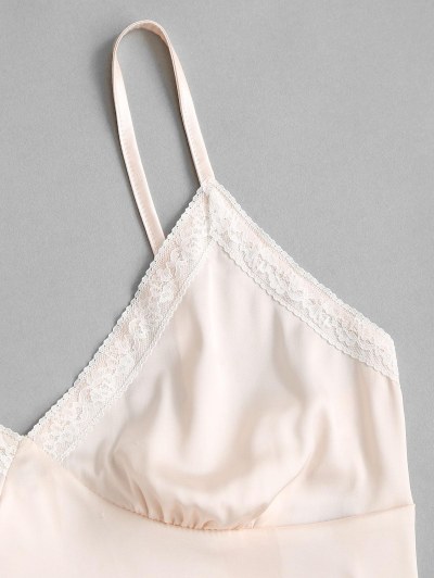 Satin Lace Trim Smocked Bralette Cami Top