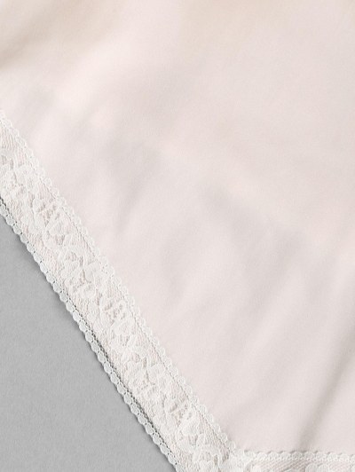 Satin Lace Trim Smocked Bralette Cami Top