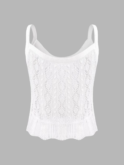 Scalloped-hem Pointelle Knit Tank Top