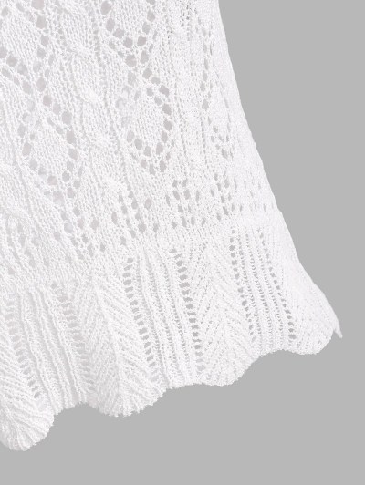 Scalloped-hem Pointelle Knit Tank Top