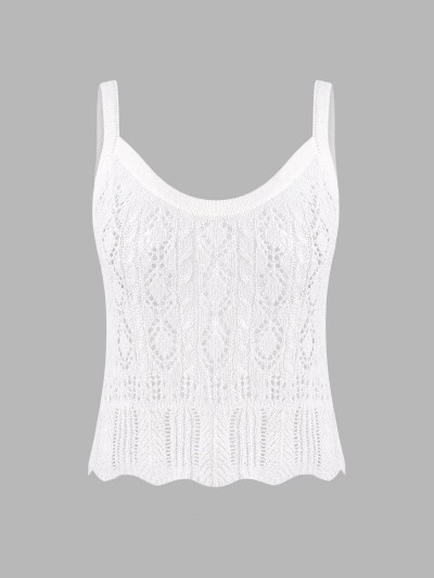 Scalloped-hem Pointelle Knit Tank Top