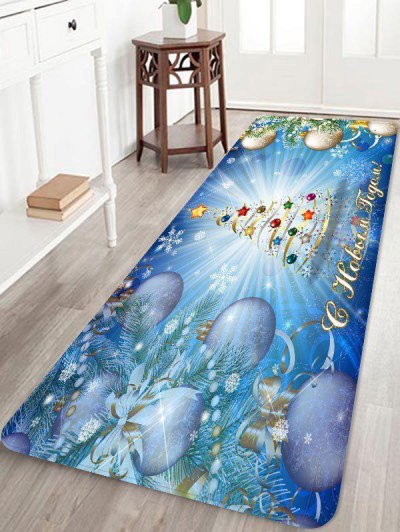 Shiny Christmas Tree With Balls Print Area Rugs