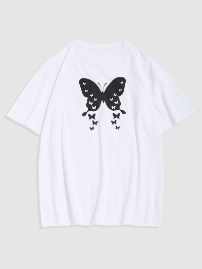 Short Sleeve Butterfly Print T-shirt