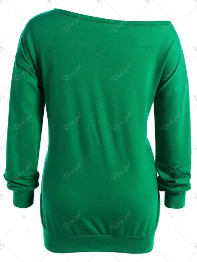 Skew Neck Witches Print Halloween Sweatshirt